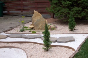 A completed Japanese Garden Area Completed.